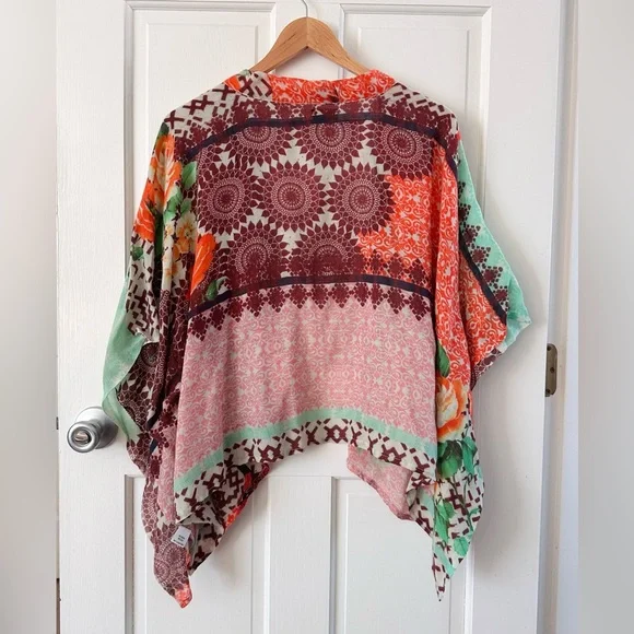 Saachi Artsy Twill Weaved Kimono Wool & Silk Open Cardigan Shrug Boho One Size - Picture 5 of 14